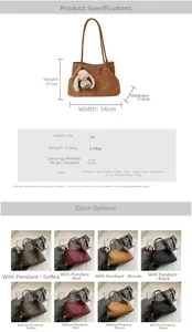 Detaillierte Größentabelle und Farbauswahl für geräumige Damen-Shopper aus PU