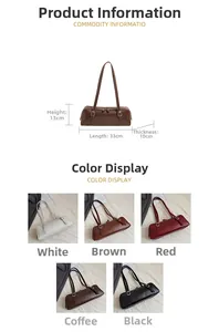 Detailed size specifications and color options for the minimalist leather underarm bag