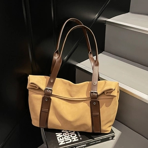 Large Capacity Women Tote Bag Retro Synthetic Leather Shoulder Bag For Commuting Minimalist Large Travel Bag Metal Buckle
