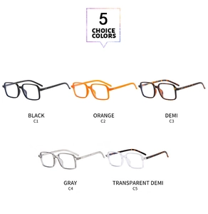 Klassische quadratische Blaulichtbrille in Schwarz, Orange, Demi, Grau und Klar