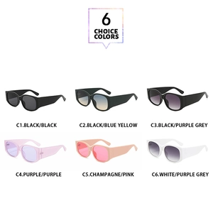 Six options de couleurs de lunettes de soleil rétro à monture large avec verres dégradés