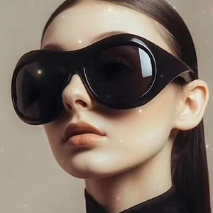 Retro Oval Large Frame Sunglasses PC Material UV400 Protection Y2K Cyberpunk Style Outdoor Fashion Eyewear For Women And Men