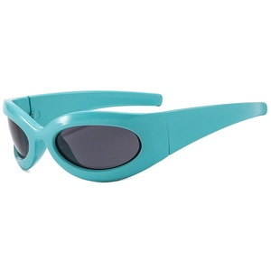 Lunettes de soleil sport vert menthe futuristes avec monture épaisse et verres gris