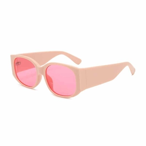 Lunettes de soleil rétro à monture rose épaisse et verres dégradés roses élégants