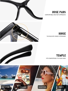 Detail view of reinforced metal hinges and ergonomic nose pads on cat-eye glasses