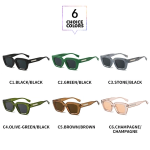 Sélection de lunettes de soleil carrées rétro en six coloris avec détails métalliques