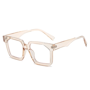 Retro vintage square frame sunglasses in transparent champagne tea color for outdoor style