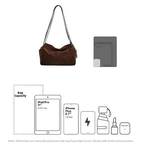 Deep brown matte tote bag showing interior capacity for 11 inch tablet and daily essentials