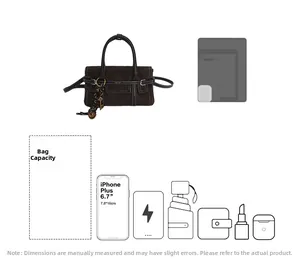 Detail showing the internal capacity of this brown suede bag for phone and essentials