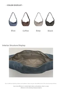 Detailed interior view of a suede hobo bag with zipper pocket and main compartment