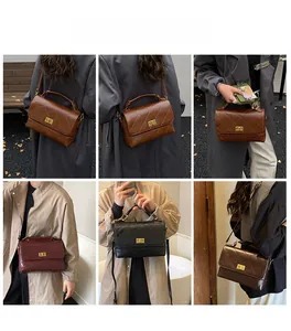 Sac à rabat matelassé en marron et noir présenté sous plusieurs angles sur modèle