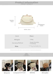 Dimensions détaillées et comparatif de couleurs pour le sac à main en peluche