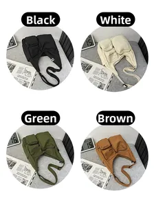 Collage de sacs à bandoulière multi-poches en noir, blanc, vert et marron