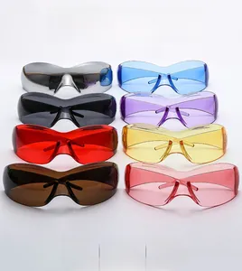 Futuristic butterfly frame sunglasses in eight vibrant colors including silver and blue