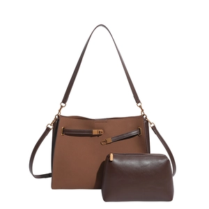 Bolso Kelly retro de gran capacidad en marrón mate con bolso bandolera a juego