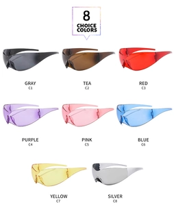 Y2K butterfly wrap-around sunglasses available in eight trendy colors from C1 to C8