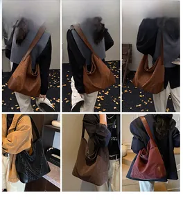 Collage of four leopard print tote bags in brown, coffee, black, and burgundy colors