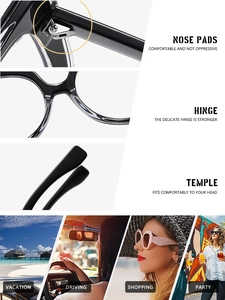 Detail view of anti-blue light glasses with reinforced hinges and ergonomic nose pads