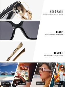 Detail view of gold reinforced hinges and integrated nose pads on metal sunglasses