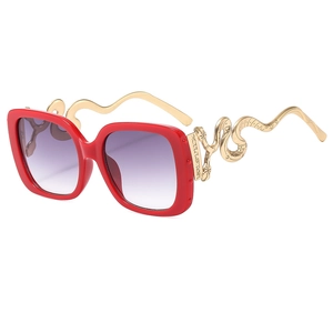 Fashion Square Large Frame Sunglasses Metal Snake Shaped Temples UV Protective Outdoor Party Eyewear Men Women