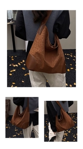 Detailed views of a large leopard print tote bag with matte texture and leather trim