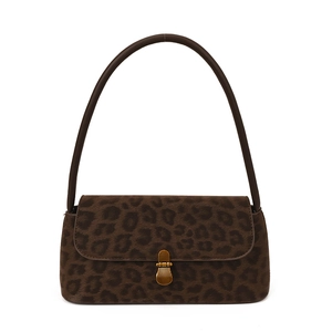 Vintage Unterarmtasche mit Leopardenmuster, Kunstfell-Textur und goldener Schnalle