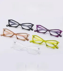 Vue détaillée des montures de lunettes œil de chat géométriques en diverses couleurs tendance