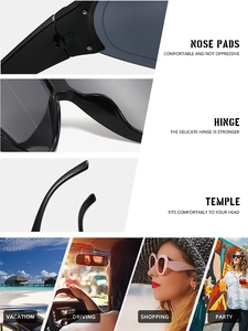 Détails des plaquettes de nez intégrées, charnières solides et branches de lunettes
