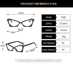 Tableau des tailles détaillé pour lunettes anti-lumière bleue œil de chat et dimensions
