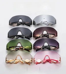 Set de lunettes de soleil sans monture Y2K avec détails métalliques et verres colorés
