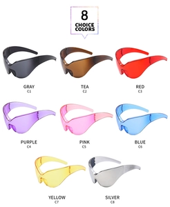 Matrice de 8 lunettes de soleil œil de chat futuristes au design sans monture