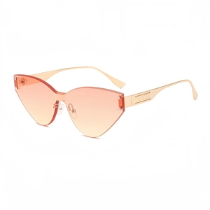 Randlose Katzenaugen Sonnenbrille Vintage Dreieck Metallbügel Nieten UV Schutz Mode Trendige Brillen Für Damen Herren