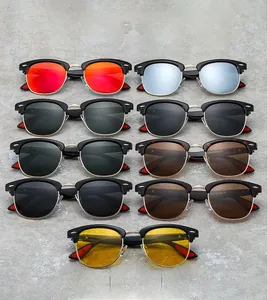 Classic semi-rimless sunglasses in nine colors with metal frames and UV lenses