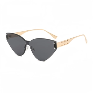 Trendige randlose Katzenaugen-Sonnenbrille mit Verlaufsgläsern und Metallnieten