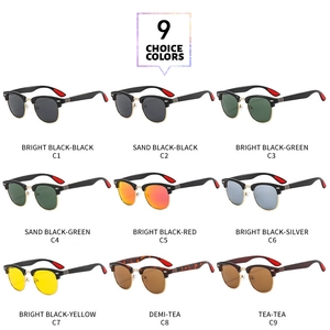 Matrix of nine retro half-frame sunglasses in various colors including black and tortoiseshell