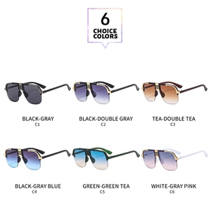 Detailed grid showing six color options for oversized metal punk semi-rimless sunglasses