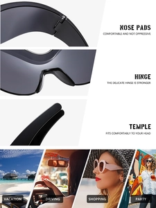 Détails de lunettes de soleil œil de chat surdimensionnées noires et scènes d'utilisation