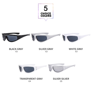 Détails de lunettes de soleil de sport futuristes en cinq coloris de montures variés