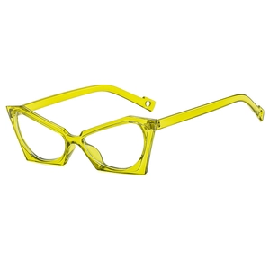 Lunettes œil-de-chat vert citron néon avec monture géométrique et verres anti-lumière bleue
