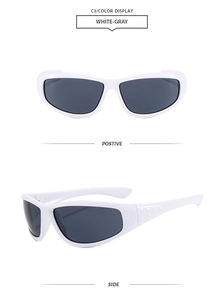 Détails de lunettes de soleil sportives à monture blanche et branches texturées
