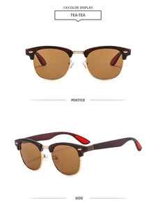 Retro clubmaster sunglasses with tea lenses and dark tortoise shell frames shown in detail
