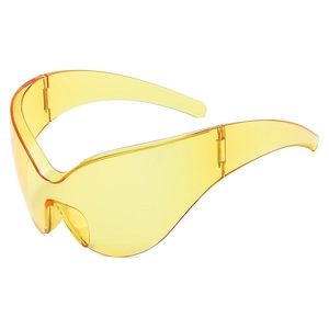 Lunettes de soleil de sport œil de chat jaunes translucides avec design futuriste sans monture