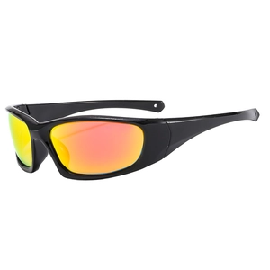 Outdoor sports sunglasses with black frame and orange-yellow gradient coated lenses