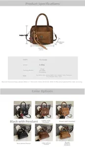 Detailed size guide for the vintage bowling bag showing dimensions 24x19x6cm with long strap