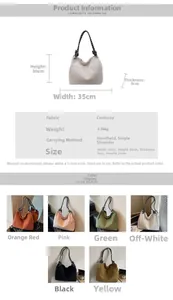 Detailed size specifications for a large capacity corduroy tote bag in multiple colors