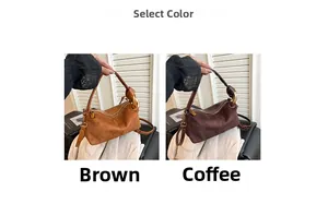 Brown and coffee frosted suede cylinder handbags with striking gold metal buckles