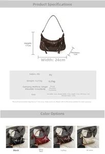 Detailed view showing the multi-color selection and precise size dimensions of the PU bag
