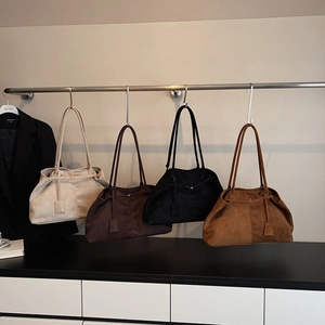 Large capacity vintage matte suede tote bags in four colors for autumn winter 2025 fashion