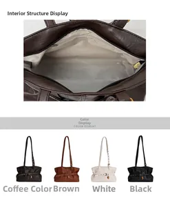 Vista dettagliata della struttura interna della borsa a tracolla e opzioni multicolore