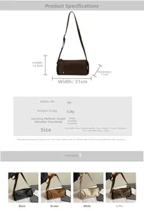 Spécifications de taille et quatre options de couleur pour le sac baguette en cuir